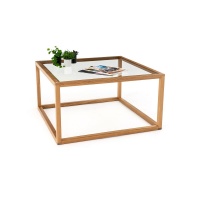 Стол Журнальный квадратный из дуба и стекла Adonis единый размер каштановый LA REDOUTE INTERIEURS  фото, kupilegko.ru